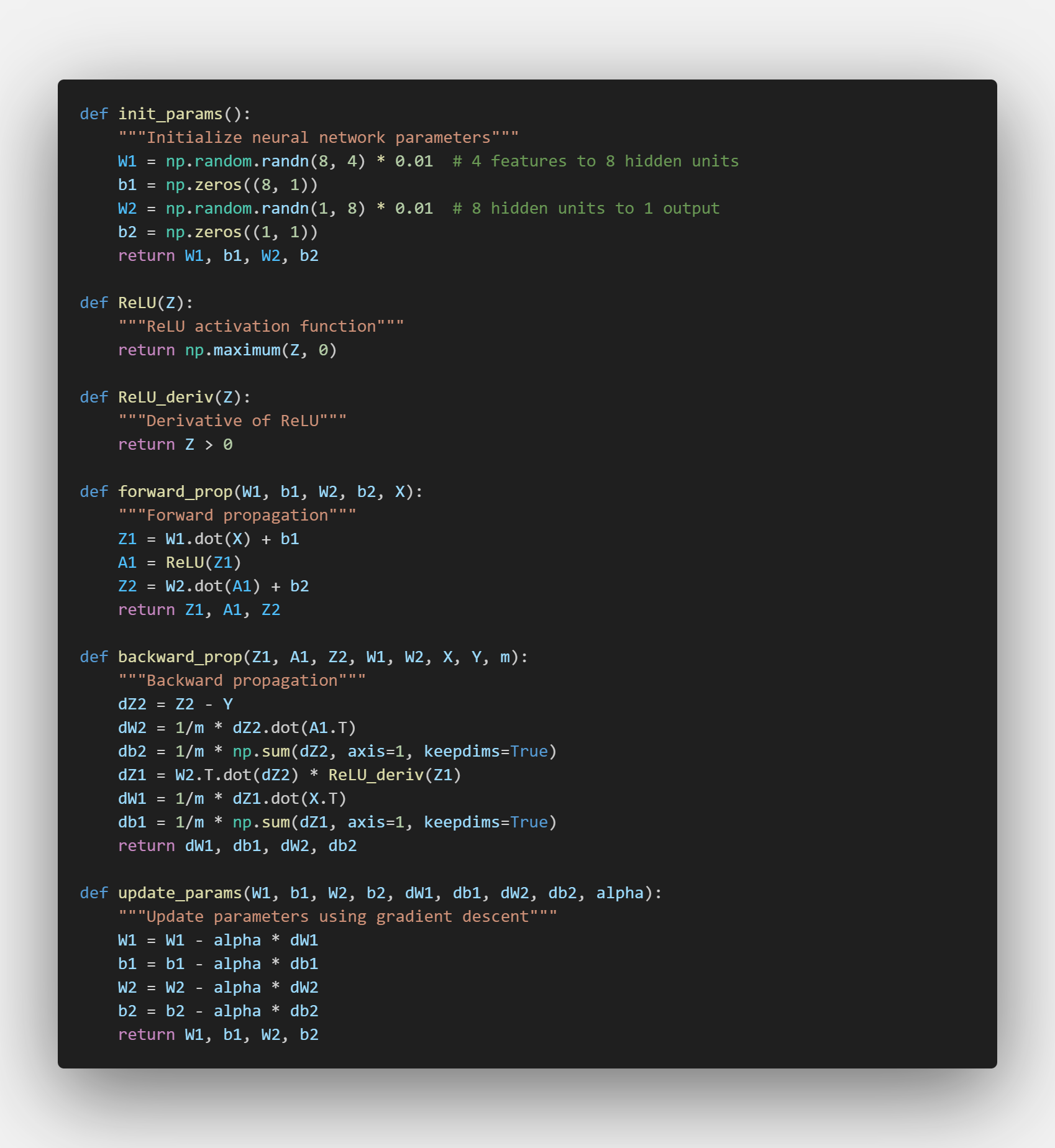 Neural Network Code Structure